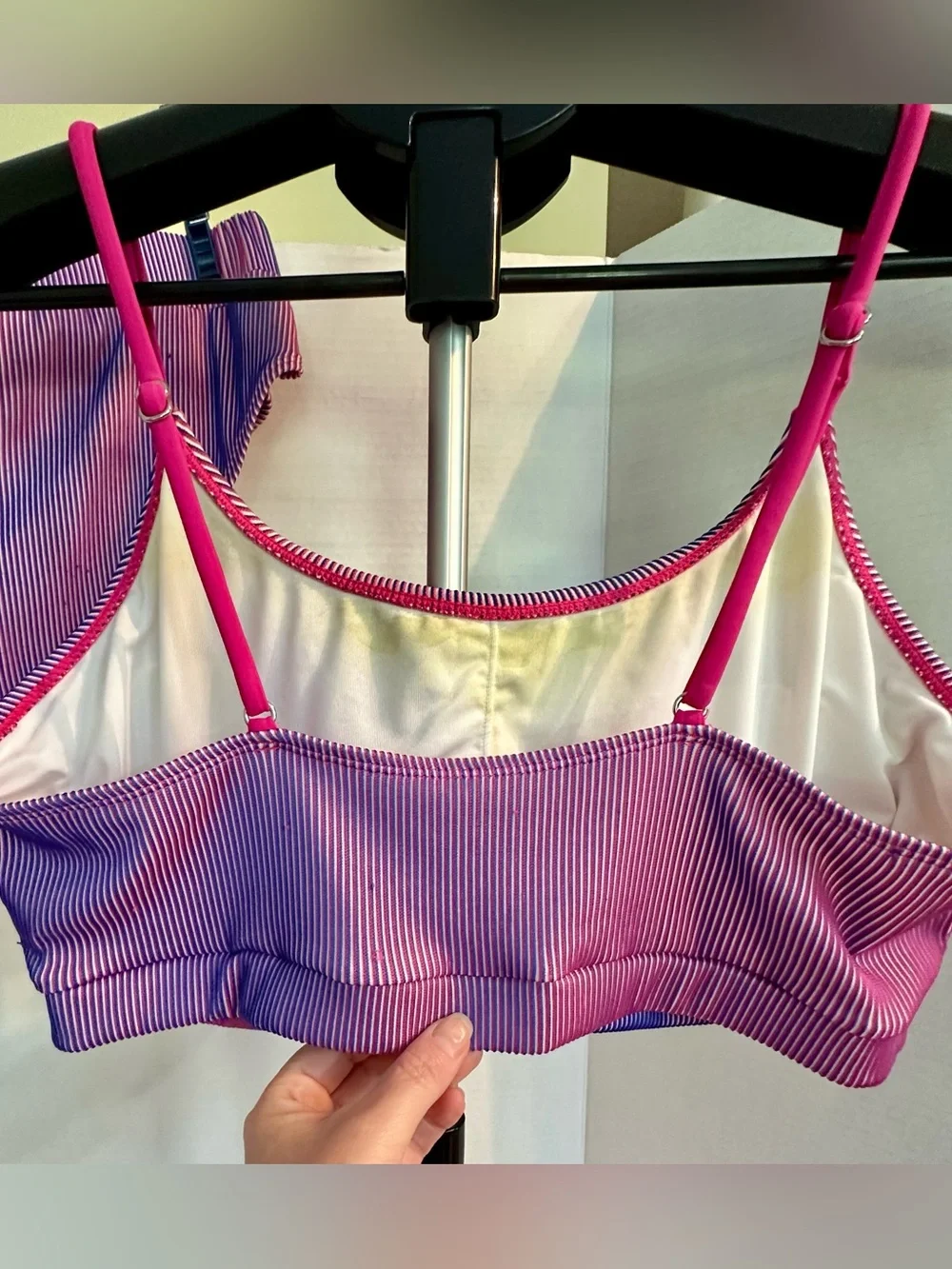 Zaful Pink and Purple Striped Bikini Set - Picture 9 of 12